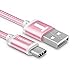 USB Type C, TekSonic [2 Pack] [Rose Gold - Silver] 6.6 Ft/2M Extra Long Braided USB-C to USB A cable charger sync cord for Macbook 12 inch, Pixel, LG G5, G6, Asus AiO, Nintendo Switch, Galaxy S8 Plus