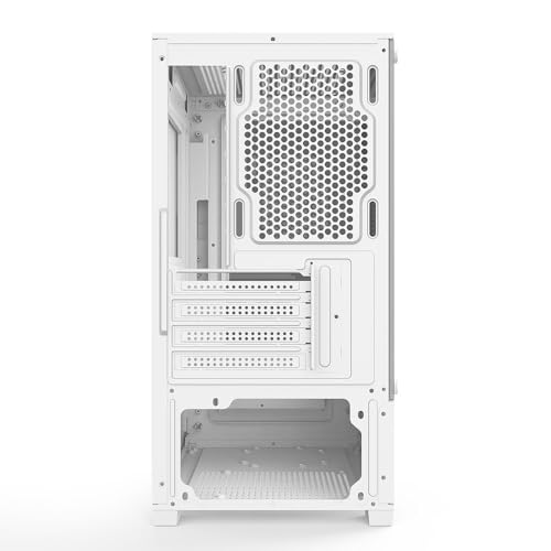 Gabinete Gamer Megalon Snow Clanm com 3 Fans Cooler RGB, Design Moderno Branco, Painéis em Vidro Temperado, Refrigeração Eficiente, Compacto e Ideal para Setups Gamer Elegantes.