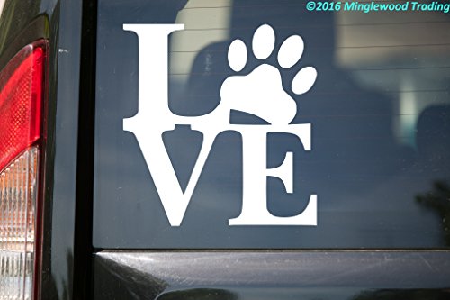 Minglewood Trading Love Pawprint WHITE vinyl decal sticker 5