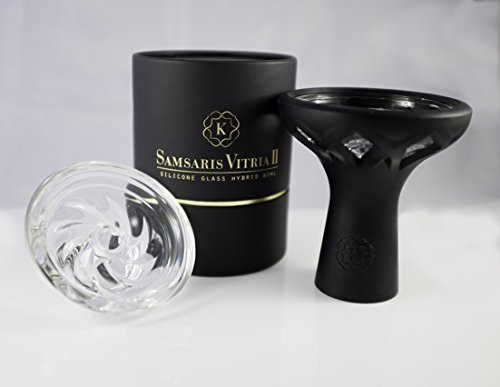 Kaloud Samsaris Vitria II Glass and Silicone Hookah Bowl Perfect for Kaloud Lotus I+ Fits Almost All Hookahs Helps with Cleaner, Smoother, Tastier, Longer Lasting Sessions Backed by Two Year Warranty
