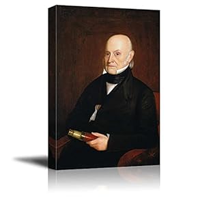 Portrait of John Quincy Adams by William Hudson, Jr. (6th President of The United States) - American Presidents Series - Canvas Wall Art Gallery Wrap Ready to Hang - 12x18 inches