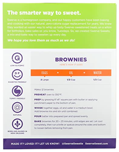 SWERVE SWEETS BROWNIE BAKING MIX – KETO DIET FRIENDLY, LOW CARB, GLUTEN FREE, EASY TO MAKE AND JUST 5G NET CARBS, 12 OZ (PACK OF 2)