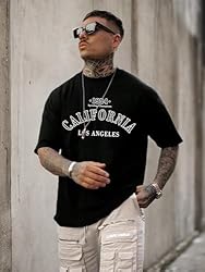 GORGLITTER Men's Crewneck T Shirt Letter Graphic