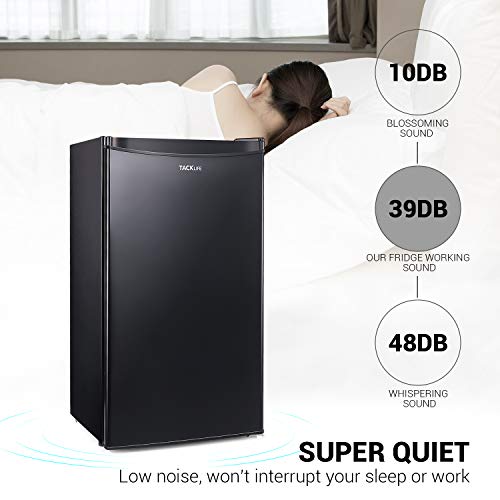 TACKLIFE Compact Refrigerator Silent, Mini Fridge with Freezer 90L, 3.2