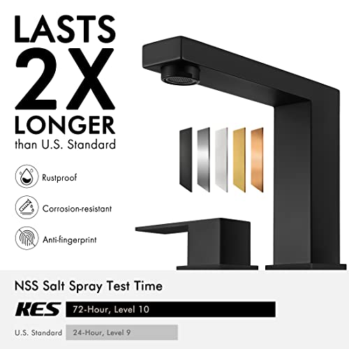 KES Black Bathroom Faucet 8 Inch Widespread Bathroom Faucet 3 Hole