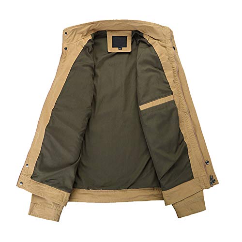 Realdo Mens Military Combat Jacket, Winner Casual Zipper Tactical Pocket Long Sleeve Cargo Coat(X-Large,Khaki) - Thumbnail 2