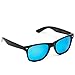 WearMe Pro Polarized Flat Mirrored Reflective Color Lens Large Horn Rimmed Style Sunglasses (Mirrored Blue)