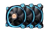 Thermaltake Riing 12 High Static Pressure Circular Ring Blue LED Case/Radiator Fan with Anti-Vibration Mounting System Triple Pack Cooling CL-F055-PL12BU-A