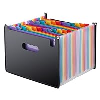 LINFON Multicolored 24 Pockets Expanding File Folder A4 Document Accordion File Organizer Stand Bag with Colored Labels for Office