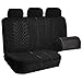FH Group Three Row Set 7 Seater Black Travel Master Car Seat Covers, Airbag and Split Rear Car Seat Cover Universal Fit Interior Accessories for Cars Trucks and SUV Automotive Seat Covers
