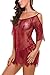 Avidlove Women Chemises Lace Smock Lingerie Mini Babydoll Boudoir Lingeries(Dark Red,M)