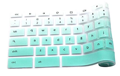 Silicone Keyboard Cover Compatible with 2017 2018 Versions Samsung Chromebook 3 XE500C13 XE501C13 11.6 inch & Samsung Chromebook 2 XE500C12 11.6" (Not fit 12.3" Samsung Chromebook Plus) (Ombre Mint) - Thumbnail 2