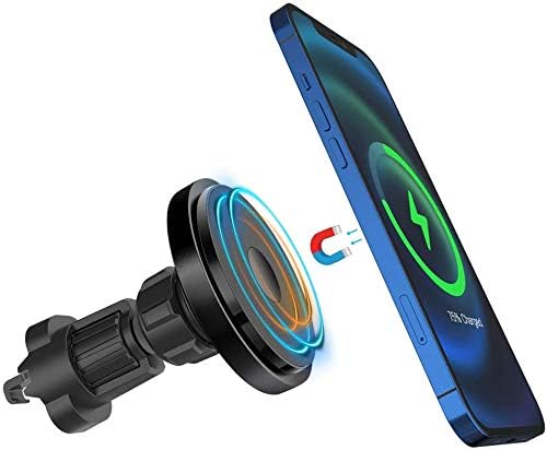 Iphone12シリーズ マグネット車載ホルダー Beyerhifi Mag Safeマグネット車載充電器qi 15w快速ワイヤレス充電器 磁気吸着 位置自動調整 360度回転 21年磁気強化 車載スタンド エアコン吹き出し口用 磁気式for Iphone 12 Pro Mini Max