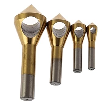 Generic 4pcs Titanium Coated Countersink & Deburring Drill Bits 2-5mm 5-10mm 10-15mm 15-20mm Tool Set Expanding Step Chamfer Chamfering