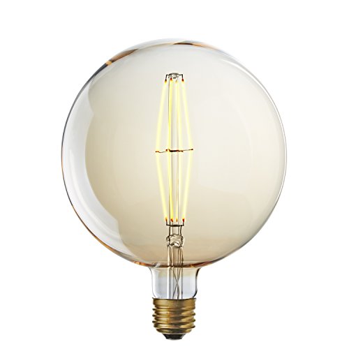 Large Decorative LED Bulb, G63 Round Globe Light, 10" Height, Warm White Dimmable, Diamond Shape Filament, Damp Located, Indoor/Outdoor Use, E26 (3W) - Brooklyn Bulb Co. Grand Collection