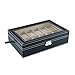 Super Z Outlet 12 Slot Black Faux Leather Watch Necklace Bracelet Jewelry Case Storage Display Box for Home Organization