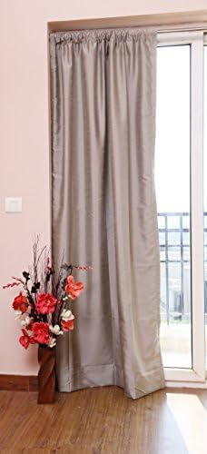 Steel Grey Dupioni Faux Silk Curtain, Each 51" (130 cm) Wide X 84" (214 cm) Long, Rod Top with No Lining.