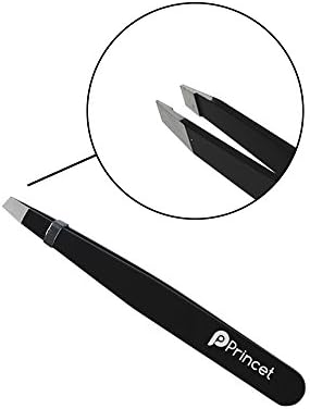 Tweezer Precision Slant Tips For Ingrown Hair Plucker By Princet with Stainless Steel To Professionally Shape Eye Brow Tick Hair and Splinter Removal for Men and Women