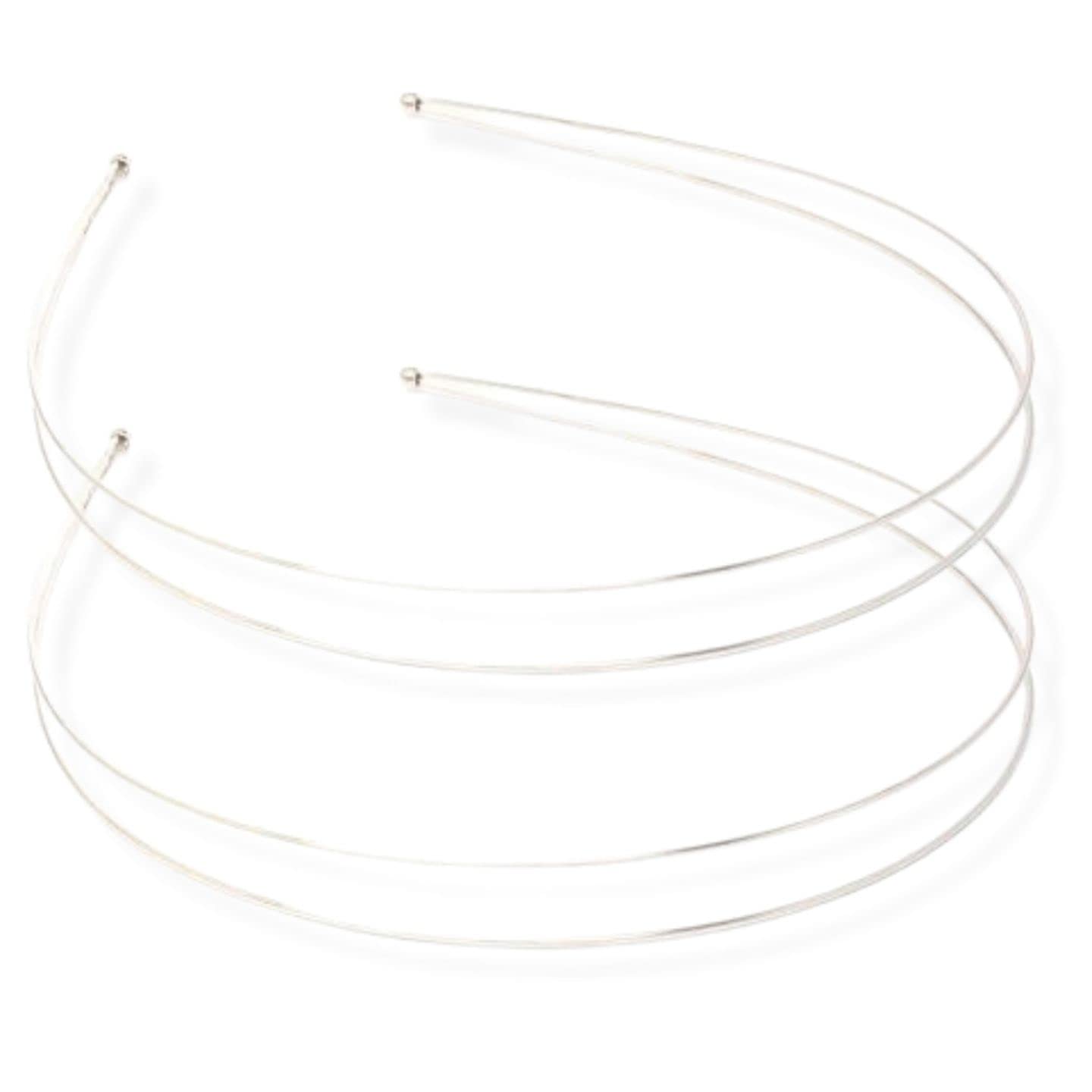 Topkids Accessories 2x Thin Metal Hair Bands Headbands Alice Bands Hairbands Head Bands Mens Guys Adult Women Girls Black Gold Silver Plain Styling Grips (Double Silver)