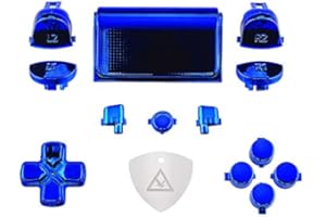eXtremeRate Replacement D-pad R1 L1 R2 L2 Triggers Touchpad Action Home Share Options Buttons for ps4 Controller, Chrome Blue