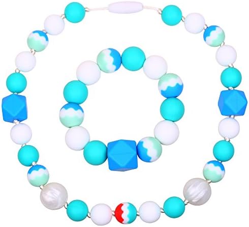 MyBoo Childrens Chewable Beaded Necklace &amp; Bracelet Set - White
