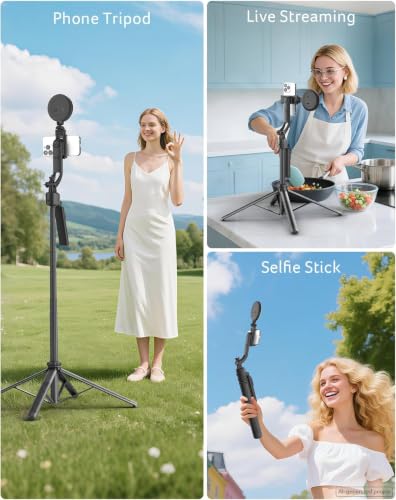 Acer Gadget Auto Face Tracking Tripod for iPhone/Cell Phone/Android/Camera with Light and Remote, 64", No App, 360°Rotating Tripod Selfie Stick for Tiktok YouTube Vlog Live Streaming Video Recording