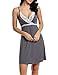 Hotouch Women's Spin Sleeveless Slip V-Neckline and Lace Tirm Nightgowns Gray XL