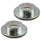 Performance Brake Rotor Drilled Slotted Front Coated Pair for Ford F250