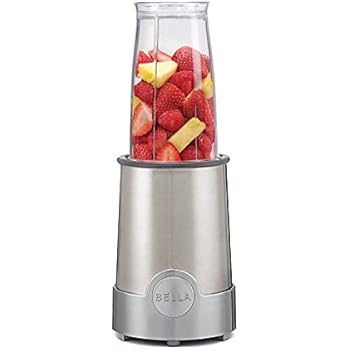 BELLA (13330) Personal Size Rocket Blender, 12 Piece Set, Stainless Steel & Chrome