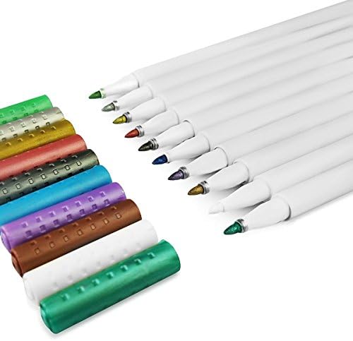 Metallic Marker Pens, LEADNOVO Metallic Color Painting pen Set of 10 Assorted Colors Brush Tip For Birthday Gift Card Making DIY Photo Album Adults Kids