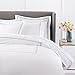 Amazon Brand – Pinzon Hotel Stitch 400TC 100% Egyptian Cotton Duvet Cover, King, White with Light Aqua Embroidery