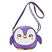 Kids Shoulder Bag Crossbody Purse Mini Cartoon Animal Preschool Messenger Handbag for Children Toddler Baby Girls Leekey (Penguin Purple)