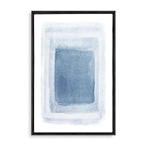 Framed Canvas Home Artwork Decoration Nordic Style Blue Canvas Wall Art for Living Room, Bedroom - 16x24 inches