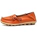 CIOR Women's Genuine Leather Loafers Casual Moccasin Driving Shoes Indoor Flat Slip-On Slippers,M911,Orange,40