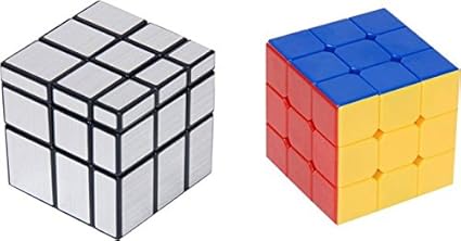 Speoma Silver Mirror Cube & Printed Stickerless Cube Combo (2 Pieces)