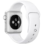 Apple Watch Band, HuanlongTM Soft Silicone Sport Style Replacement Iwatch Strap for Apple Wrist Watch (White 42mm S/M)