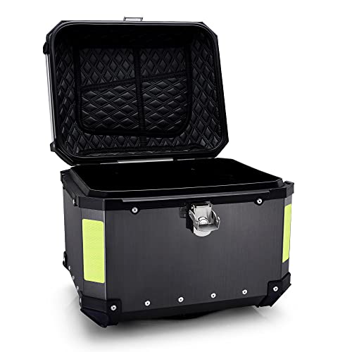 Black Motorcycle Tail Box, Aluminum Motorbike Storage 45L Rear Top Box