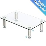FITUEYES Computer Monitor Riser Glass Stand for Single Monitor/Laptop/Xbox One/Desktop/Flat Screen TV DT103801GC