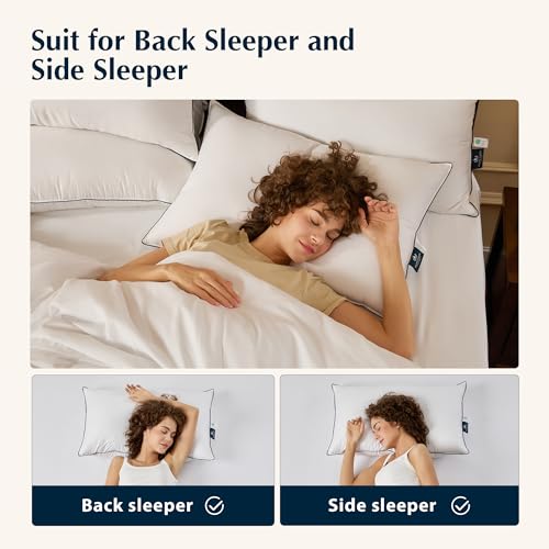 Pacific Coast Bed Pillow, Hotel Collection Goose Feather and Down Firm Pillow for Sleeping, 3-Chamber Design, Soft and Supportive (King (Pack of 2))