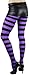 ToBeInStyle Women's Full Footed Wide Striped Tights - Black And Purple