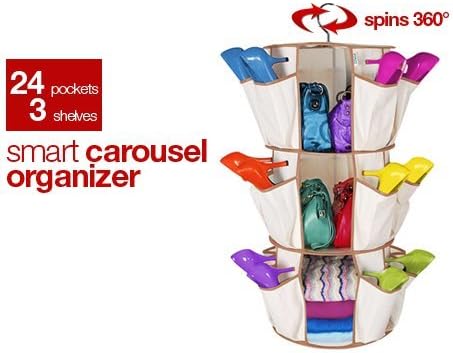 SMART CAROUSEL MULTI-PURPOSE ORGANIZER 360 For organizing things - Spins 360 degrees - 24 pockets 3 shelves