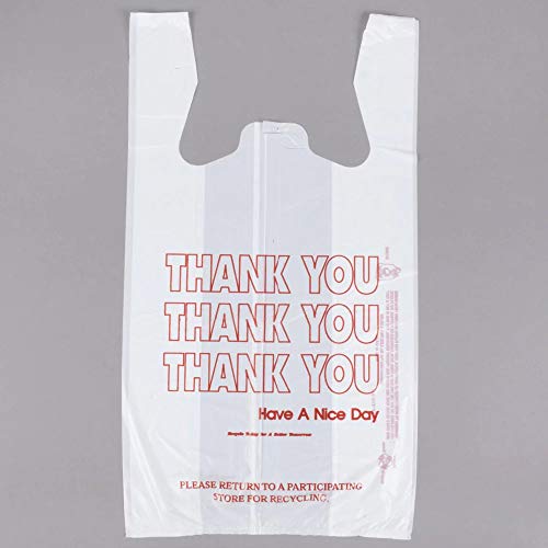 Netko Thank You Shopping Bags - Plastic Grocery Reusable White Bags | T-shirt Bags | Heavy Duty Gift Carrier Market Bags in Bulk 70 Pack