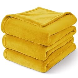 BEDELITE Fleece Blankets Queen Size Yellow Throw