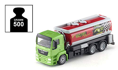 siku 2716, LKW mit Tankwagenaufbau, 1:50, Metall/Kunststoff, Grün/Rot, Ausrollbarer Tankschlauch – Bild 6