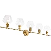 Living District Gene 5-Light Metal Wall Sconce in Brass and Clear Glass