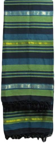 Handloomed Ribbed Cotton Coverlet Spread Elephant Zari Brocade Throw Fabric 88" x 100" (Navy)