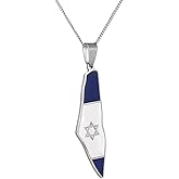 EENSYWEENSY Israel Flag Map Necklace, David Star Map Pendant, Jewelry for Jerusalem Jewish