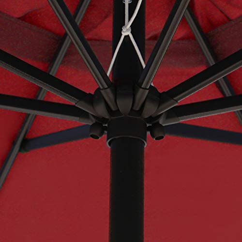 Blissun 9' Outdoor Patio Umbrella with Fringe, Aluminum Manual Push