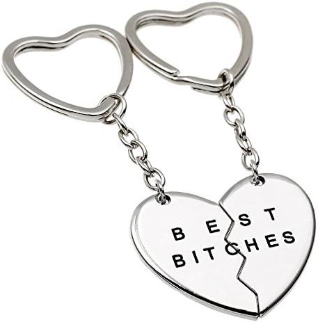 Best Bitches Keychains,Best Friend Key Ring,BFF Lovers Key,Split Heart KeyRing,Best Friend Forever Love Gifts Jewelry Christams Gift