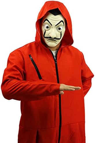 Hongzhi Craft La Casa De Papel Custome and Salvador Dali Mask (Custome and Mask Both) (XXL)